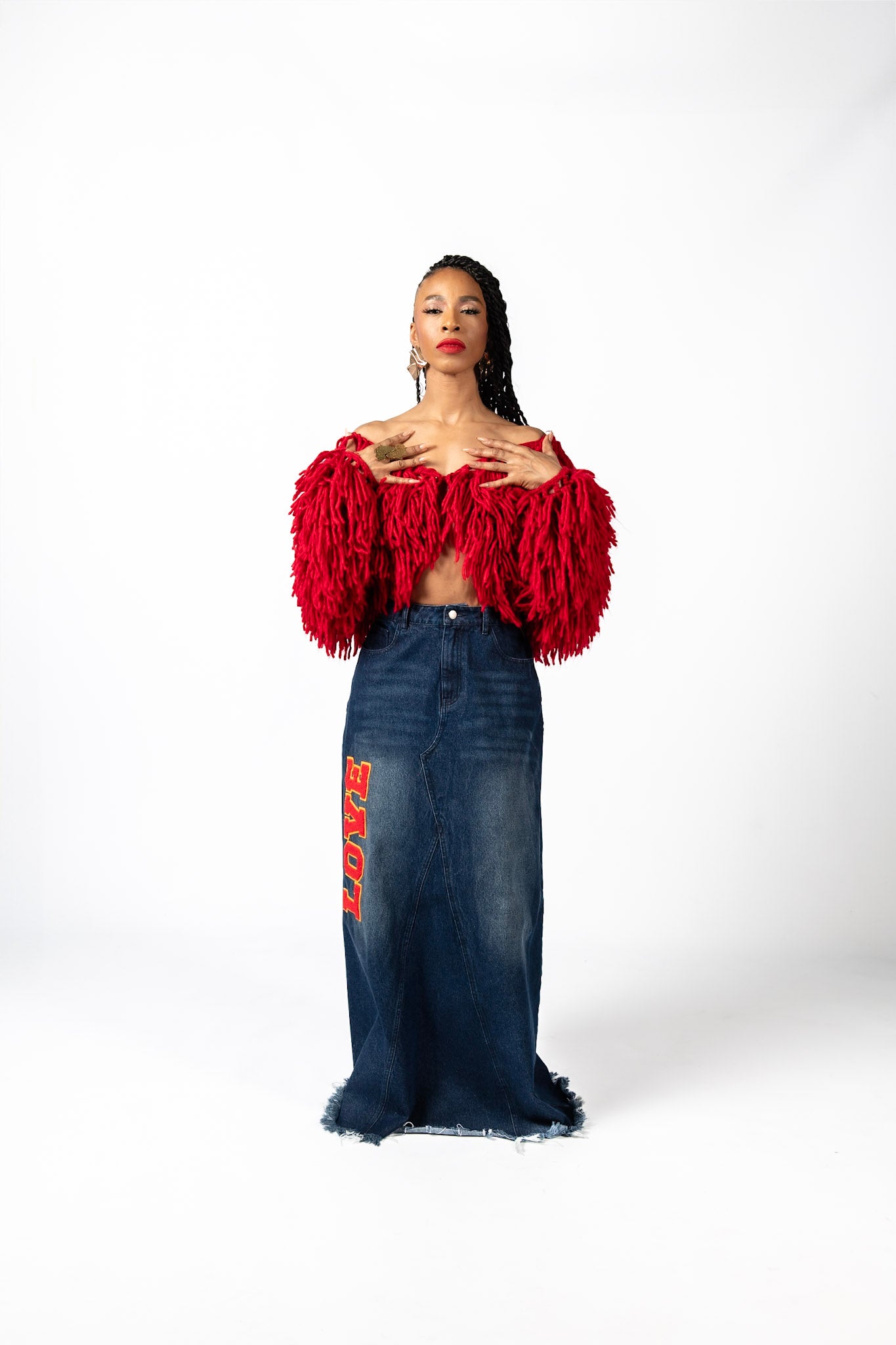 Varsity Love denim skirt