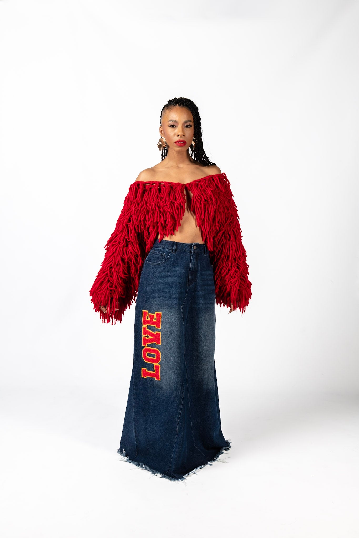 Varsity Love denim skirt